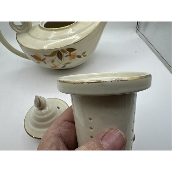 Aladdin Tea Pot Hall Autumn Leaf with Lid and Infuser Vintage MCM - Picture 10 of 15